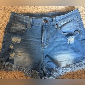 Style & Co. Frayed Hem Blue Jean Shorts